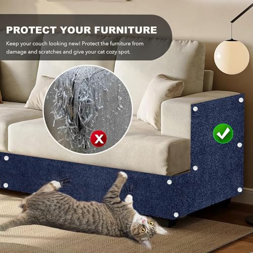 Self-Adhesive Cat Scratching Mat Couch Furniture Protector, Dark Blue - color: Dark Blue, size: 78.7"X15.8"