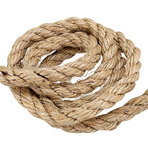 1/2 Inch Sisal Rope, 100 Feet Twisted Sisal Rope for Repairing, Recovering Cat Scratching Post, Bundling, Decoration, Wall hangings, tie Downs