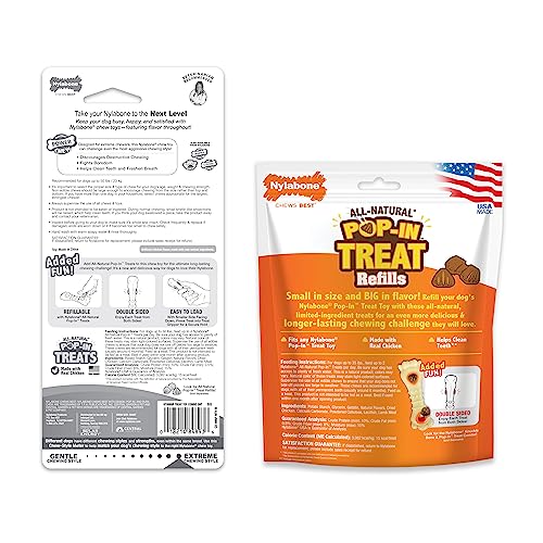 Nylabone Power Chew Knuckle Bone & Pop-in Dog Treat Toy & 30 Treat Refills - size: Large