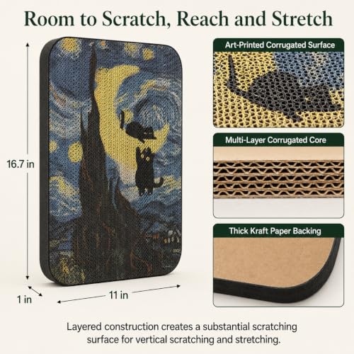 Cat Wall Scratcher, Art Cat Scratching Board for Indoor Cats - color: Starry Night