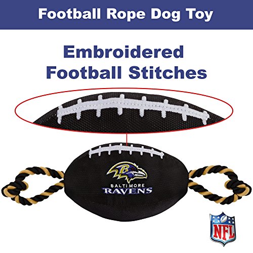 Pets First NFL Baltimore Ravens Football Dog Toy, Tough Quality Nylon Materials, Strong Pull Ropes, Inner Squeaker, NFL Team Color - color: Baltimore Ravens