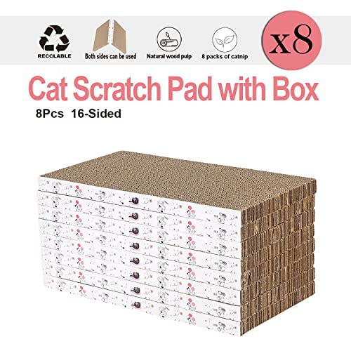 8 Packs in 1 Cat Scratch Pad, Cat Scratcher Cardboard,Reversible,Durable Recyclable Cardboard, Premium Scratch, Suitable for Cats to Rest, Grind Claws and Play - size: 8 IN 1