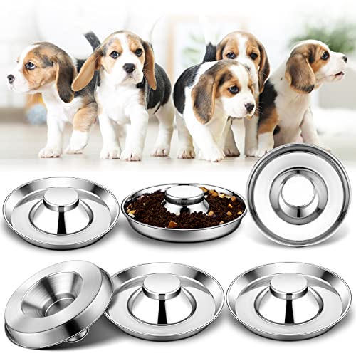 Zopeal 6 Pcs 11.8" Stainless Steel Puppy Bowls Puppy Food Feeding Bowl Dog Food Water Slow Feeder Bowls, Weaning Feeder for Litters, Small Medium Large Dogs, Pets, Multiple Puppies