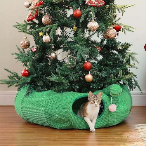 PEQULTI Flower Donut Cat Tunnel Bed Washable Plush Mat Multi for Small Pets - color: Flower