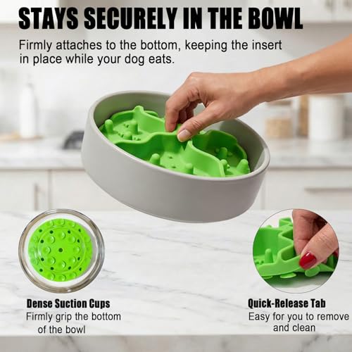 2PCS Slow Feeder Insert for Dog Bowls,Fits 4.7"-7" Bowls - color: Green Blue