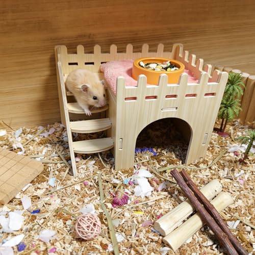 Hamster Hides Wood House Platform Hamster Hideout