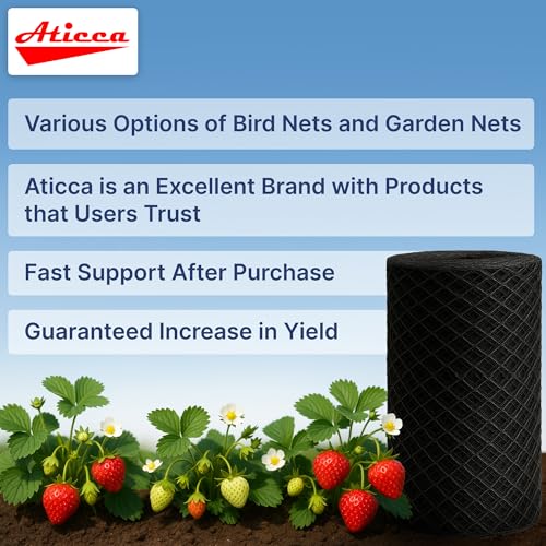 ATICCA 15 x 15 FT Heavy Duty Bird Netting for Garden, 10 Stakes, Black - size: 15x15 Bird Netting
