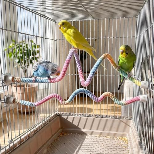 2 Pcs 31.5 Inch Bird Rope Perch Gradient Bendable Flexible