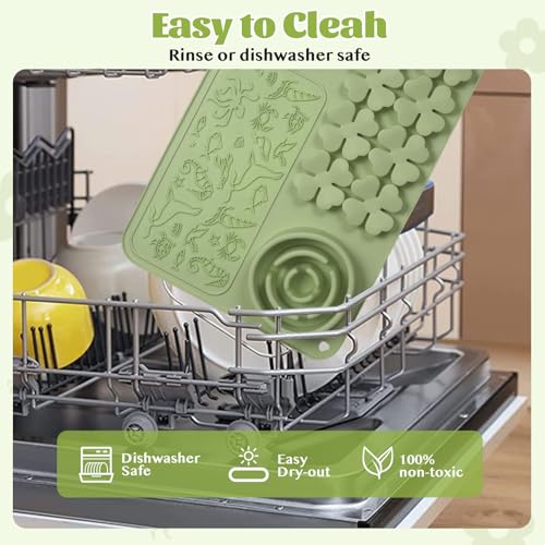 Silicone Lick Mat for Dogs & Cats – Slow Feeder Dog Bowl, Non-Slip Licking Mat for Large & Small Breeds, Puzzle Feeder & Snuffle Mat for Fast Eaters, Interactive Pet Food Mat with Measuring Spoon - color: Grey With Spoon