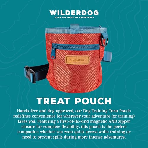 Wilderdog Dog Training Treat Pouch with Magnetic and Zipper Closure, Carabiner Attached, Adjustable Waist Strap - Cinnabar - color: Cinnabar