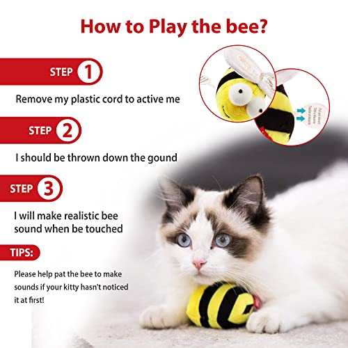 Gigwi Chirpy Bee Sound Toy for Cats, Interactive Squeaking Cat Toys Melody Chaser Play and Squeak Kitten Toy for Boredom - color: Bee