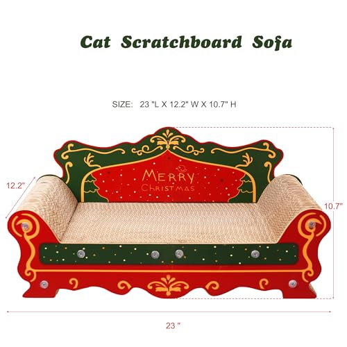 COOZMENT Scratching Sofa, Couch Shaped Thick Scratching Cardboard, Lounge Bed for Indoor Rest&Play, Sofa Scratcher Pad (Red, 23" L X 12.2" W X 10.7" H) - color: Red