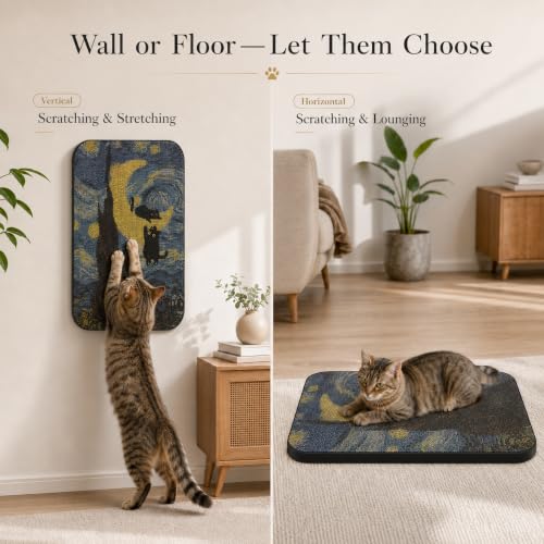 Cat Wall Scratcher, Art Cat Scratching Board for Indoor Cats - color: Starry Night