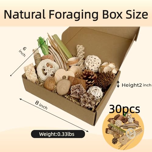 30PCS Natural Foraging & Chew Parrot Toys, Shredding Box for Birds - size: Medium