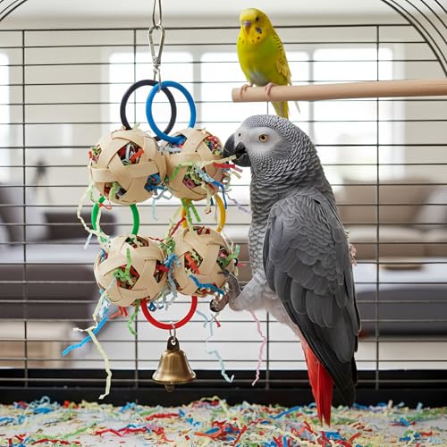 Bird Toy Bamboo Ball Shredded Paper Parrot Foraging Tearing Climbing