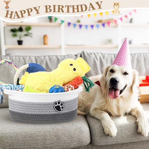Zopeal Dog Toy Gift Basket Set for Puppy Birthday, Gray - color: Gray