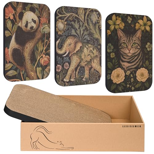 4 Pack Cat Wall Scratcher, Art Cat Scratching Board for Cats - color: Elephant & Cat & Panda