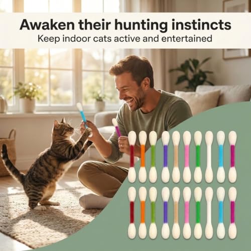 Glaciart One Catnip Swabs Cat Toys 24 Pack Wool Felt Chew Toy - color: Mixed Colors Swabs 24pcs, size: Regular
