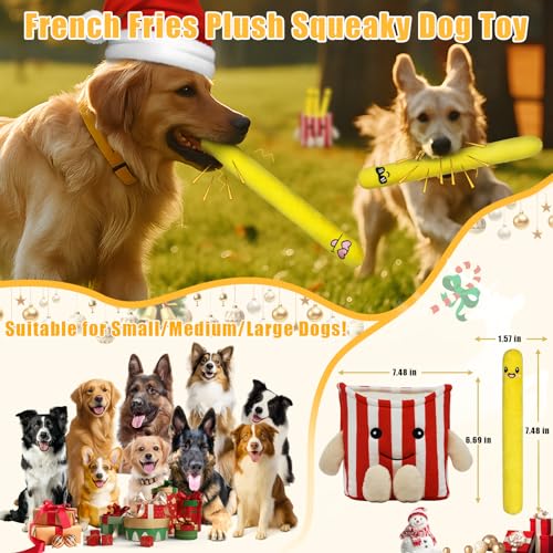 YZHDUXIU Dog Squeak Toys 5 Pack Christmas French Fry Plush Chew Small Dogs - color: Red French Fry