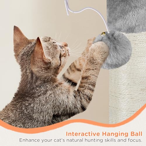 Yaheetech 57in Multilevel Cat Tree for Small Cats with Scratching Post - color: Light Gray