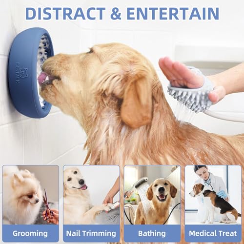 Dog Lick Bowl, Bestalk Anxiety Relief Lick Mat for Dogs, Non-Slip Freeze Licking Bowl Enrichment Puzzle Feeder for Distraction, BPA Free Silicone, Dishwasher Safe - color: Dark blue, size: Large