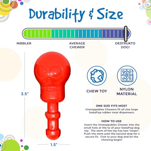 SodaPup Unstoppables Chewers – Inserts for Treat Dispensers Made in USA from Non-Toxic, Pet Safe, Food Safe Nylon Material to Enhance Treat Dispensers and Challenge Dog’s Foraging Instincts – 3 Pack - color: Unstoppable Chewers (Brown, Red, Black)