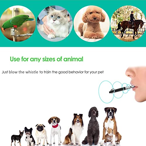 Dog Whistle to Stop Barking, 2 Pack Ultrasonic Silent Adjustable Training Whistle with Lanyard (Black)