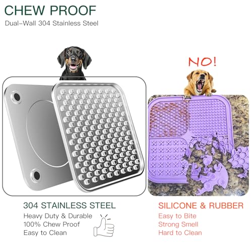 Lick Mat for Dogs & Cats, Double-Wall Stainless Steel, Large-1Pack - color: Large-1Pack