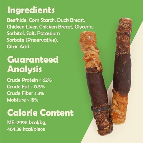 MON2SUN Dog Treats, 9 Inch Triple Flavor Wrapped Rawhide Rolls, 22.2oz - size: 1.39 Pound (Pack of 1)