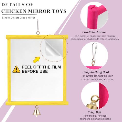 Sumind 2 Pcs Chicken Mirror Toys, Rose Red,Yellow, 9.84 x 10.63 Inches - color: Rose Red,Yellow, size: 9.84 x 10.63 Inches