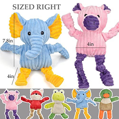 LECHONG 5 Pack Tough Dog Toys Stuffed Squeaky Dog Toys Assortment Plush Animal Dog Toy Value Bundle Puppy Pet Dog Toys for Small Medium Large Dogs - size: 5 Pack Stuffed Dog Toys