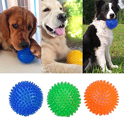 Orgrimmar 3Pcs 2.55" Dog Squeaky Chewing Balls Pet Soft Cleaning Teeth Toys - style: Small (Pack of 3)