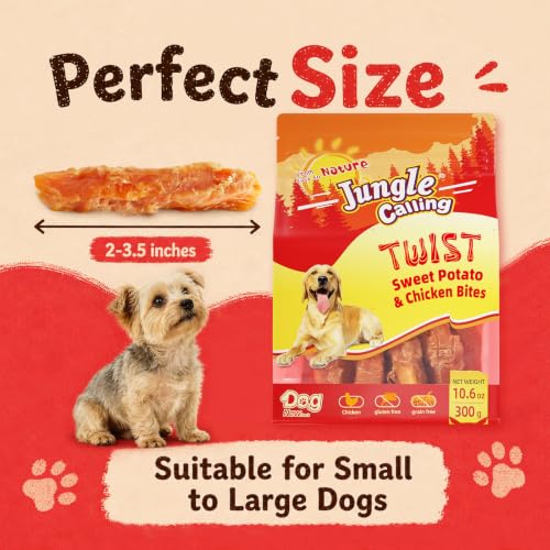 Jungle Calling Chicken & Sweet Potato Treats, Fiber-Rich, Digestible Chews - size: 10.6 Ounce (Pack of 1)