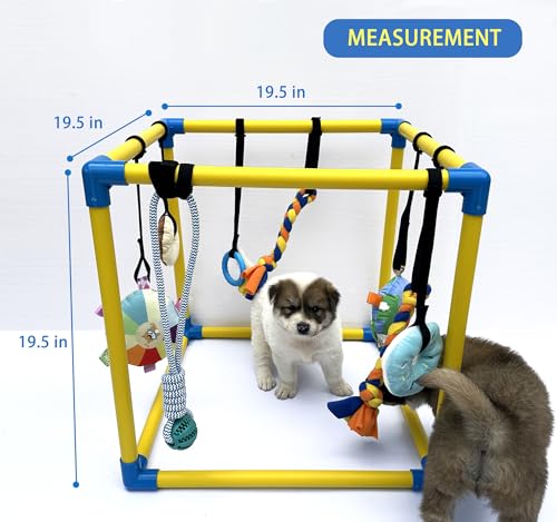 Puppy Play Gym with 8 Hanging Toys, Small Dogs Indoor Enrichment Jungle Gym