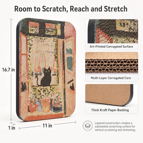 Cat Wall Scratcher, Art Cat Scratching Board for Indoor Cats - color: The Open Window