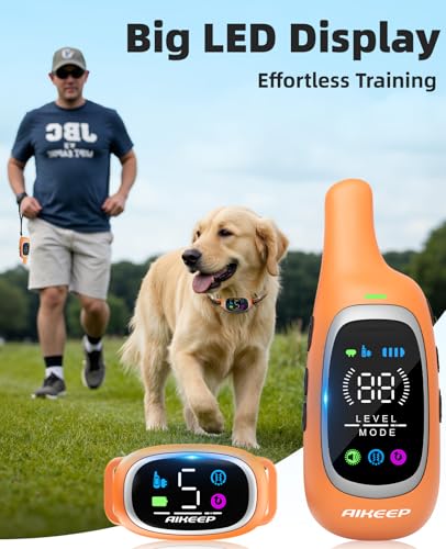 2-in-1 Dog Shock Collar and Bark Collar for Dogs – 3300FT Dog Training Collar with Remote, IP67 Waterproof e Collar with Anti-Bark/Beep/Vibration/Shock Modes for Small Medium Large Dog(8-120Lbs) - color: Orange