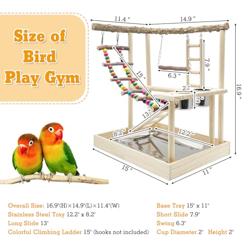Hamiledyi Bird Playground Wooden Parrot Perch Stand Cockatiel Playground