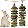 kathson 2PCS Bunny Chew Toys for Teeth Grinding, Chinchilla Treats Organic Bamboo Sticks Natural Fruitwood Branches for Rabbits Guinea Pigs Hamsters (Fruitwood Sticks+Alfalfa Cakes) - size: 2 Count (Pack of 1)