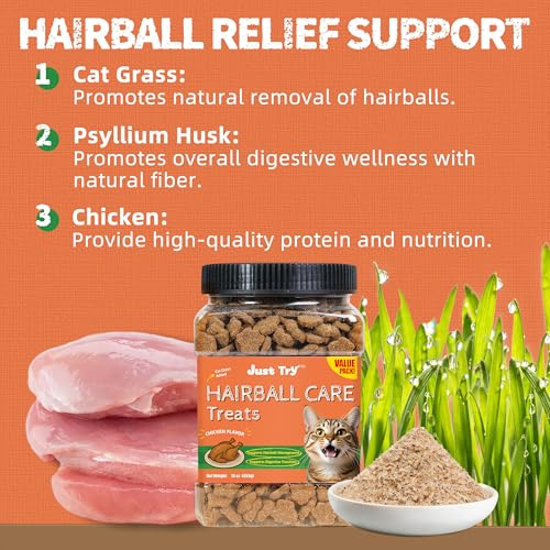 Just Try Hairball Support Healthy Cat Training Treats - size: 16 OZ