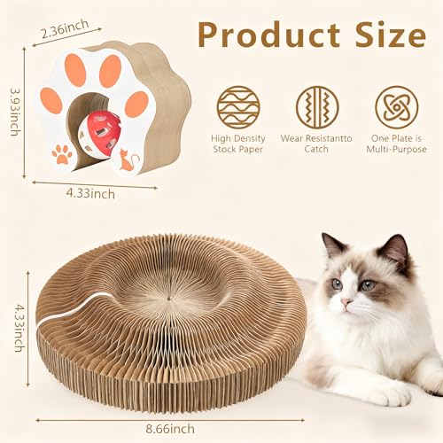 Cat Scratcher Toys for Indoor Cats - Kitty Kurlz Magic Organ Cat Scratcher Board, Cardboard Cat Scratching Board Ball Scratcher Pad - color: 1pc