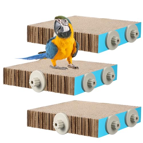 Skyygemm 3 Pcs Cardboard Bird Perch Chew Toys for Paw Grinding, Large - size: Large