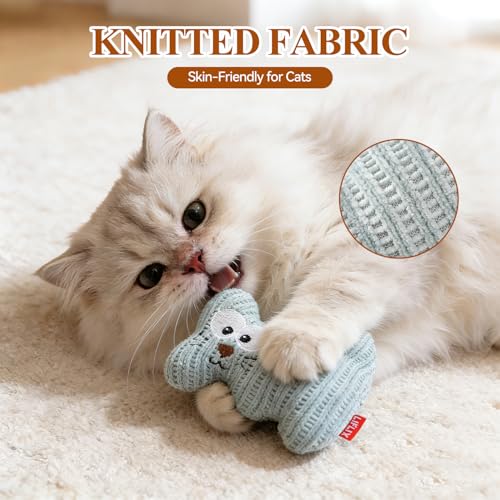 LIFLIX 3PCS Catnip Cat Toys, Cute Cat Nip Plush Toys for Indoor Cats, Interactive Small Cat Kicker Toys(3 Shapes) - color: Cactus, Cat, and Flower 3-Piece Set