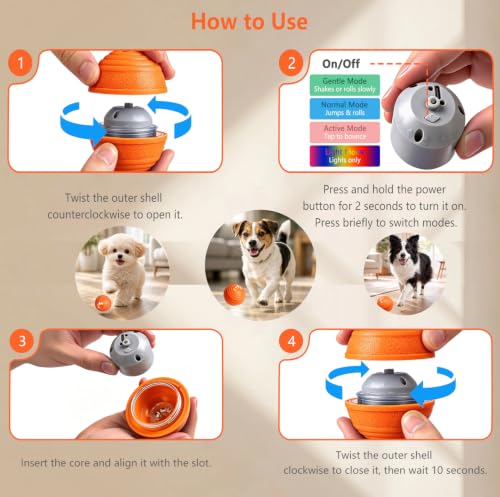 Automatic Interactive Dog Toys Ball with 4 Play Modes for Small Medium Dogs - color: Orange