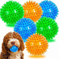 LECHONG 6pack Squeaky Dog Toys Spiky Dog Balls Cleans Teeth and Promotes Dental and Gum Health for Your Pet Squeaker Ball Toys for Aggressive Chewers (S 6PACK) - size: S 6PACK