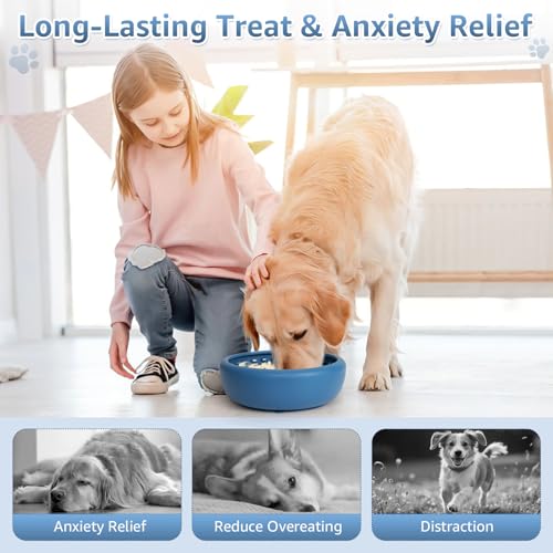 Dog Slow Feeder Lick Bowl, Freeze Lick Mat with Suction Cup - color: Dark Blue, size: Small