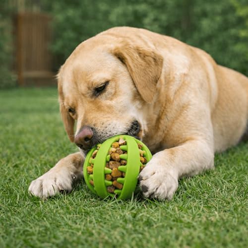Dog Treat Ball for Small Dogs – Interactive Chew Toy, Teeth Cleaning & Mental Stimulation, Durable Rubber Treat Dispensing Toy - color: Yellow, size: Small