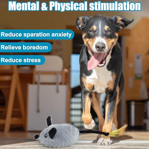 Interactive Dog Toys, Fake Mouse Moving Dog Toy with Automatic Sensor - color: Gray Remote Version