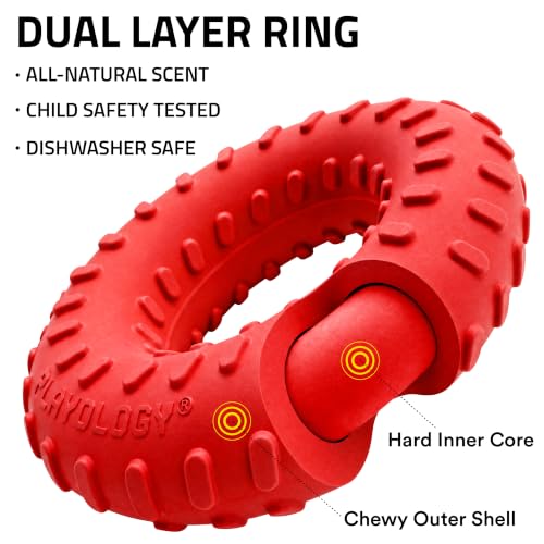 Playology Dual Layer Ring Dog Toy for Aggressive Chewers, Beef Scent - size: Jumbo, style: Beef
