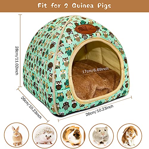 Guinea Pig Bed Hideout, Washable Hamster Cave for Small Animals - color: Green