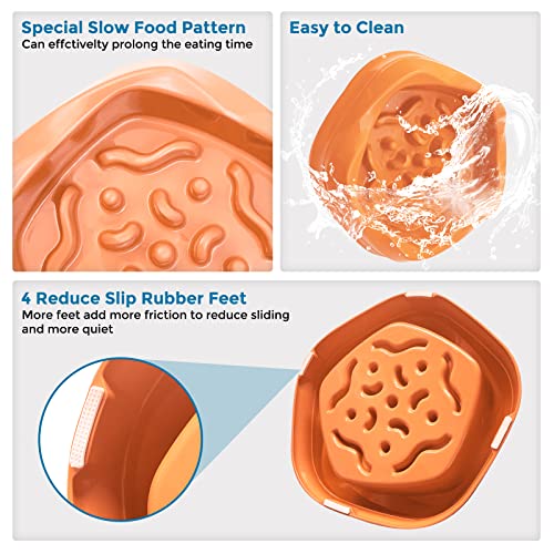 VANNON Slow Feeder Dog Bowls Non Slip Puppy Bowl Durable Dog Puzzle Feeder Bloat Stop Food Bowls for Puppy and Small Dogs, BPA Free, 2 Cups, Orange - color: F-Orange-Small-2Cups
